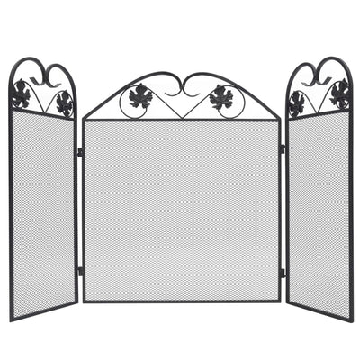 alt="3-panel Fireplace Screen Iron Black"