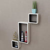 3 White-black MDF Floating Wall Display Shelf Cubes Book/DVD Storage