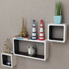 alt="3 White-black MDF Floating Wall Display Shelf Cubes Book/DVD Storage"