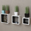 alt="3 White-black MDF Floating Wall Display Shelf Cubes Book/DVD Storage""