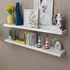 alt="2 White MDF Floating Wall Display Shelves Book/DVD Storage""