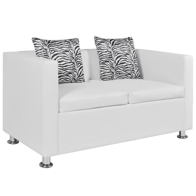 alt="Sofa 2-Seater Artificial Leather White"