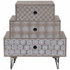 Nightstand with 3 Drawers Grey and Brown