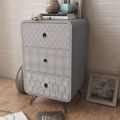 alt="Side Cabinet with 3 Drawers Grey"