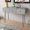 alt="Console Table with 3 Drawers Grey"