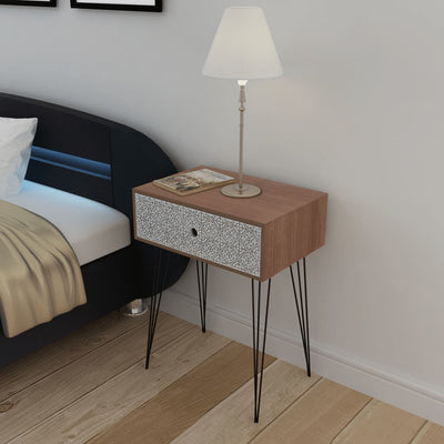 alt="Nightstand with 1 Drawer Rectangular Brown"