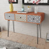 alt="Console Table with 3 Drawers Brown"