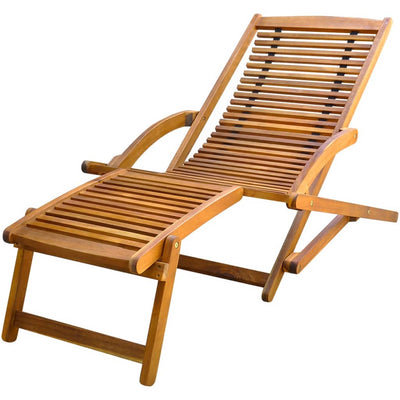 alt="Deck Chair with Footrest Solid Acacia Wood""