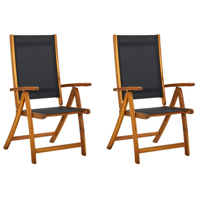 alt="Folding Garden Chairs 2 pcs Solid Acacia Wood and Textilene"