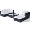5 Piece Garden Lounge Set with Cushions Poly Rattan Black