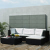 alt="5 Piece Garden Lounge Set with Cushions Poly Rattan Black"