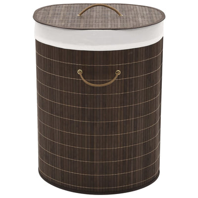alt="Bamboo Laundry Bin Oval Dark Brown"