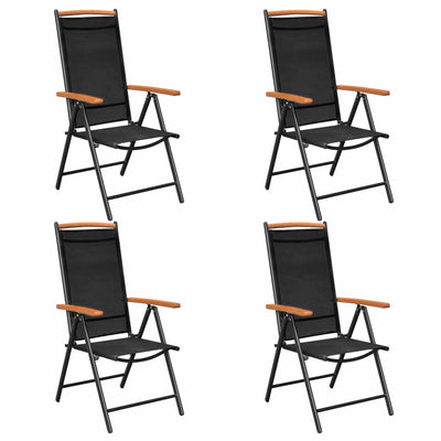 alt="Folding Garden Chairs 4 pcs Aluminium and Textilene Black"