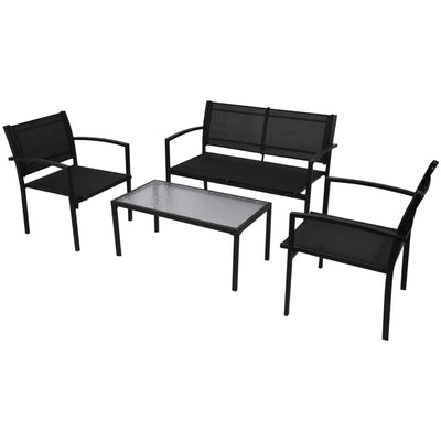 alt="4 Piece Garden Lounge Set Textilene Black"