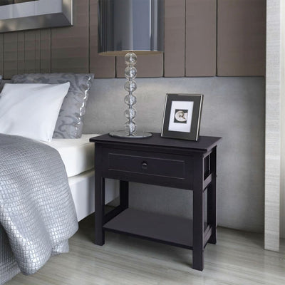 alt="Bedside Cabinets 2 pcs Wood Black"