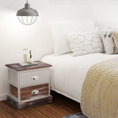 alt="Bedside Cabinets 2 pcs Brown and White"