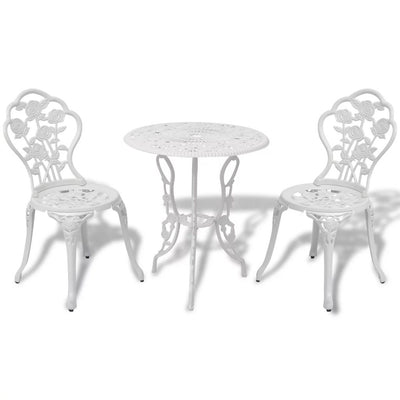 alt="3 Piece Bistro Set Cast Aluminium White"