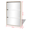 Shoe Cabinet 3-Layer Mirror Oak 63x17x102.5 cm