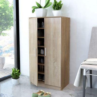 alt="Shoe Cabinet 7 Shelves Oak""