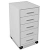 Office Drawer Unit with Castors 5 Drawers White
