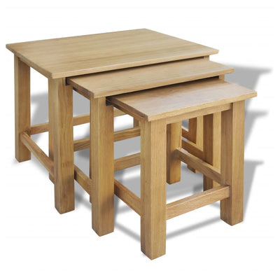 alt="Nesting Tables 3 pcs Solid Oak Wood"