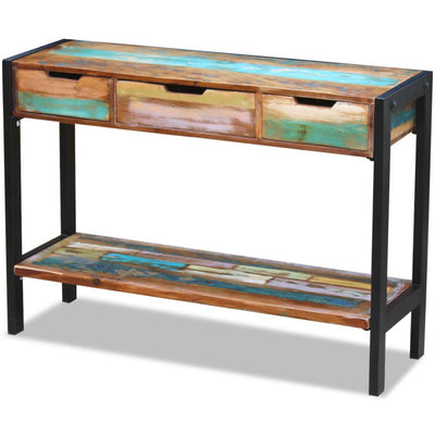 alt="Sideboard 3 Drawers Solid Reclaimed Wood"