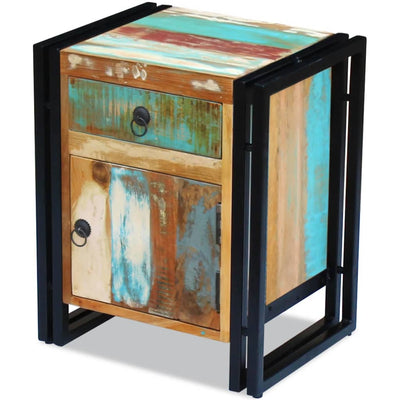 alt="Bedside Cabinet Solid Reclaimed Wood"