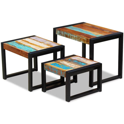 alt="Three Piece Nesting Tables Solid Reclaimed Wood"