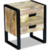alt="Side Table with 2 Drawers Solid Mango Wood 43x33x51 cm"