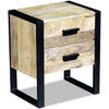 Side Table with 2 Drawers Solid Mango Wood 43x33x51 cm