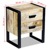 Side Table with 2 Drawers Solid Mango Wood 43x33x51 cm