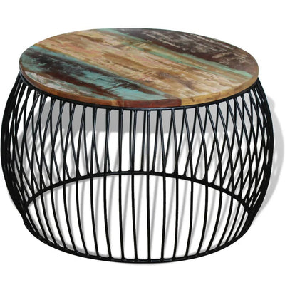 alt="Coffee Table Round Solid Reclaimed Wood 68x37 cm"
