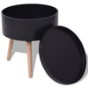 Side Table with Serving Tray Round 39.5x44.5 cm Black