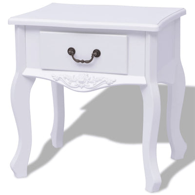 alt="Bedside Cabinet MDF White"