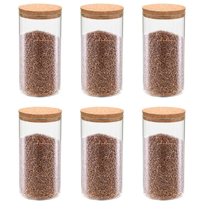 alt="Storage Glass Jars with Cork Lid 6 pcs 1100 ml"