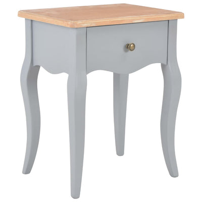 alt="Nightstand Grey and Brown 40x30x50 cm Solid Pine Wood""