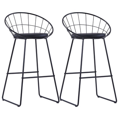alt="Bar Chairs 2 pcs Black Faux Leather"