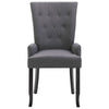 Dining Chair with Armrests Dark Grey Fabric