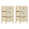 alt="Storage Racks with 3 Fabric Baskets 2 pcs Beige Cedar Wood"