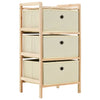 Storage Racks with 3 Fabric Baskets 2 pcs Beige Cedar Wood