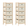alt="Storage Racks with 5 Fabric Baskets 2 pcs Beige Cedar Wood"