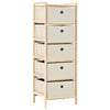 Storage Racks with 5 Fabric Baskets 2 pcs Beige Cedar Wood