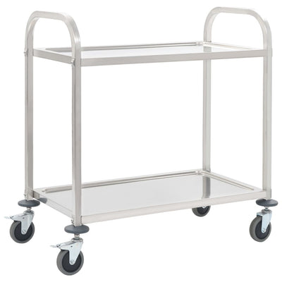 alt="2-Tier Kitchen Trolley 96,5x55x90 cm Stainless Steel"