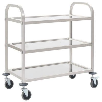 alt="3-Tier Kitchen Trolley 96.5x55x90 cm Stainless Steel"