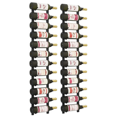 alt="Wall Mounted Wine Racks for 12 Bottles 2 pcs Black Iron"