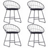 alt="Dining Chairs with Faux Leather Seats 4 pcs Black Steel""