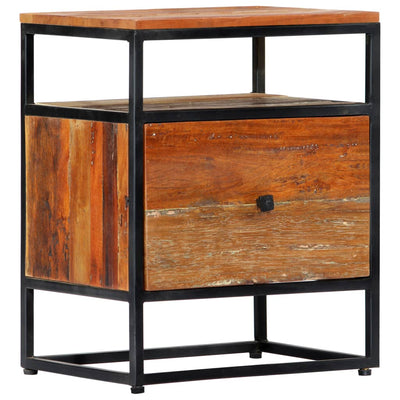 alt="Bedside Cabinet 40x30x50 cm Solid Reclaimed Wood and Steel"