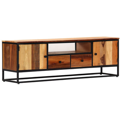 alt="TV Cabinet 120x30x40 cm Solid Reclaimed Wood and Steel"