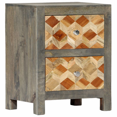 alt="Bedside Cabinet Grey 40x30x50 cm Solid Mango Wood"