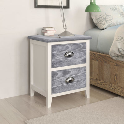 alt="Nightstand Grey and White 38x28x45 cm Paulownia Wood"